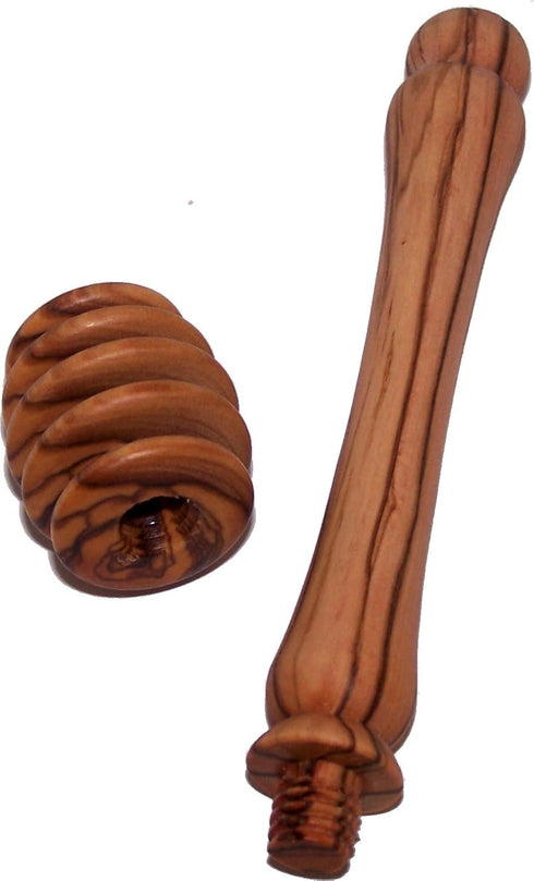 Holy Land Market Organic All Natural Handcrafted Olive Wood Honey Dipper - 2 Pieces (Length 6") - Asfour Outlet Trademark...
