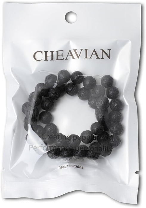 8mm 45PCS Black Lava Volcanic Stone Gemstone Round Loose Beads for Jewelry Making 1 Strand 15"...