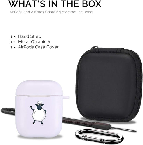 MAYCARI Cute Sheep Case for AirPods 2&1 with Keychain,?White? Animals Design Protective Soft TPU Cover Compatible with Apple AirPods Charging Case...