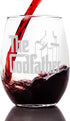The Godfather Etched Stemless Wine Glass - Officially Licensed, Premium Quality, Handcrafted Glassware, 15oz. - Perfect Collectible Gift for Movie...