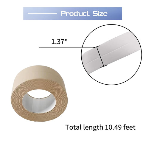 Waterproof Caulk Tape Sealant Strip, 1.5"W x 10.5'L PVC Sealing Tapes for Kitchen Bathroom Bathtub Countertop Toilet Sink (Beige)...
