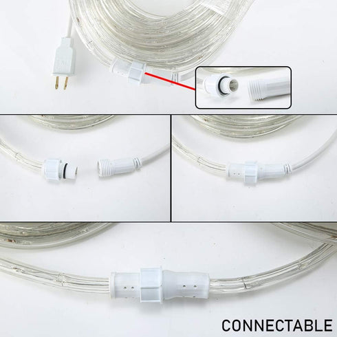 33ft LED Rope Lights, 110V 2 Wire Connectable Blue Rope Lights Outdoor, 240 LED Waterproof Blue Rope Christmas Lights for Deck, Patio, Pool, Campi...