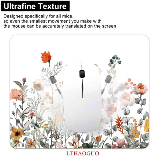 Garden Blooming Flowers Mouse Pad, Colourful Wildflowers Floral Mouse Mat with Waterproof Anti Slip Rubber Mousepad for Desktops, Computers, 9.5 X...