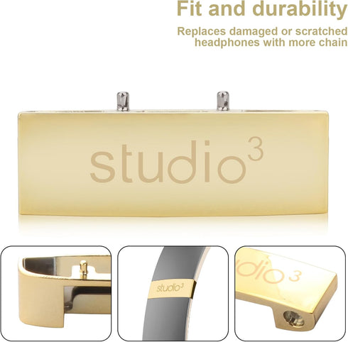 Studio 3 Hinge Headband Connector Replacement Metal Repair Parts Compatible with Beats Studio 3.0 Wireless Over-Ear Headphones Repair Kit (Gold)...