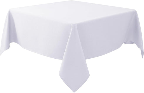 Biscaynebay Fabric Square Tablecloths 54x54 Inches, White Water Resistant Table Cloth Small Card Folding Table Covers Linen for Dining, Kitchen, W...