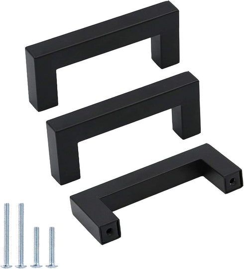 goldenwarm Black Kitchen Cabinet Handles Dresser Drawer Pulls 3in Hole Centers- LSJ12BK76 Flat Black Furniture Hardware Square Bar Handles Bathroo...
