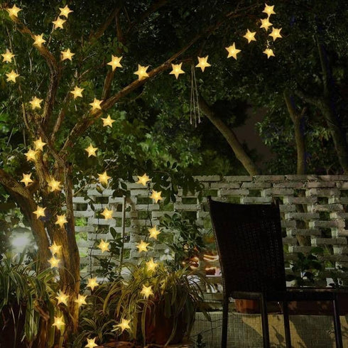 Solar String Lights Outdoor, Solar Powered Star String Lights, 30ft 50LED 8 Modes Waterproof Christmas String Lights for Gardens Patio Landscape X...