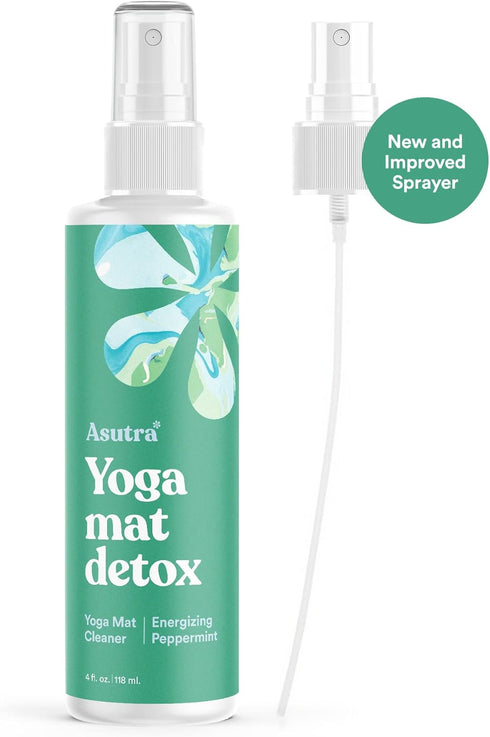 ASUTRA Yoga Mat Cleaner Spray (Energizing Peppermint), 4 fl oz - No Slippery Residue, Organic Essential Oils, Deep-Cleansing for Fitness Gear & Gy...