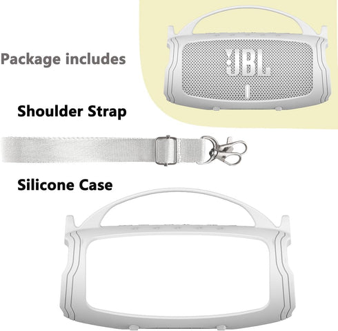 Silicone Cover Case for JBL Charge 5 Portable Bluetooth Speaker, Protective Skin Case for JBL Charge 5 Portable Bluetooth Speaker Accessories(Whit...