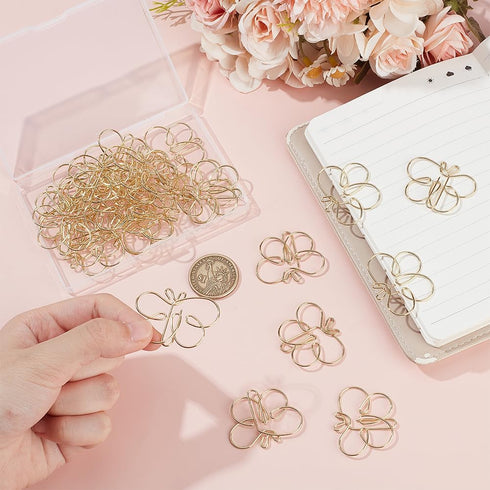 CRASPIRE 30Pcs Butterfly Paper Clips Gold Binder Paperclips Clamps Bookmark Clips Planner Memo Dispenser for Office Supplies School Home File Note...