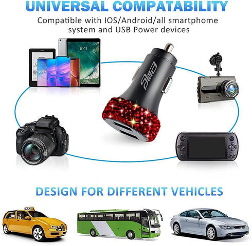 Dual USB Car Charger Quick Charge 3.0 Car Adapter Fast Charging Charger Compatible for iPhone 11/11pro/ MAX/XS/XR/X/10,iPad,Samsung S10/S10+/S9,Go...