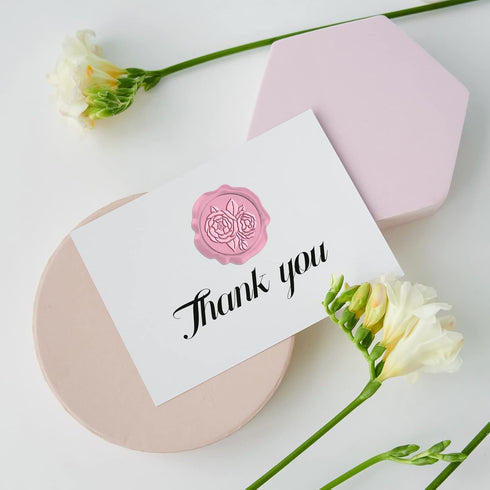 CRASPIRE 50pcs Wax Seal Stickers Peony Adhesive Wax Seal Stamp Stickers Flower Envelope Wax Stickers for Wedding Invitation DIY Craft Adhesive Wax...