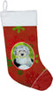 Caroline's Treasures LH9351-CS Old English Sheepdog Red Green Snowflakes Holiday Christmas Christmas Stocking Fireplace Hanging Stockings Christma...