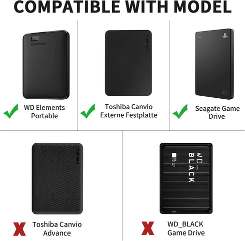 External Hard Drives HDD Carrying Case for Seagate/WD Elements/Toshiba Canvio Basics/WD My Passport, Portable Travel Case Protective Cover Storage...