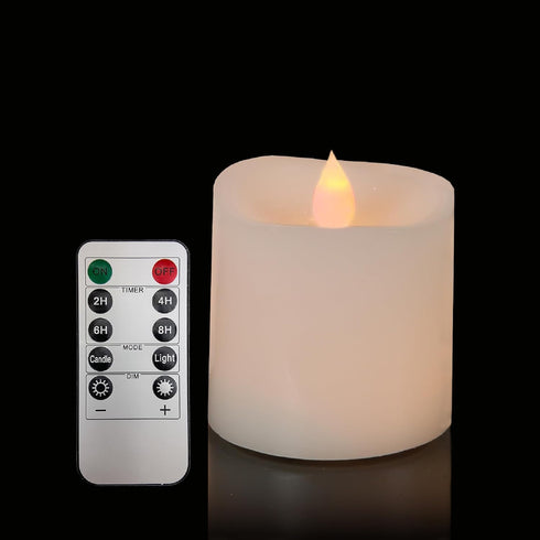 3x3 Flickering Flameless Candles Set of 1,3 inch Real Wax LED 600 Hours Battery Candles with Timer Remote,Control for Valentines Day Wedding Party...
