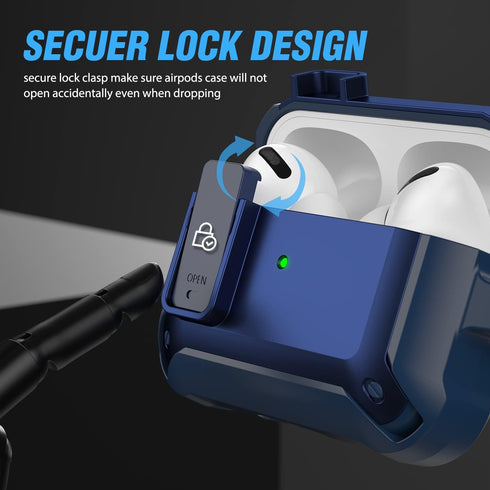 Valkit for Airpods Pro Case Cover with Lock, Military Armor Series Full-Body AirPod Pro Case with Keychain Cool Air Pod Pro Shockproof Protective ...