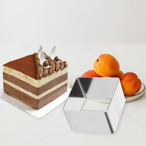 UPKOCH 4" Square Mousse Mold, Stainless Steel Cake Ring for Tiramisu Cheesecake Dessert, Precision Cut Multi-Use Baking Tool, Dishwasher-Safe...