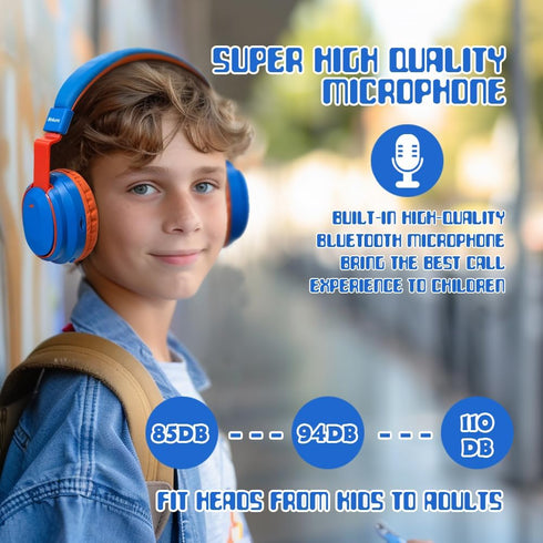 Kids Headphones Bluetooth 5.3 Wireless 60H Play Time Volume Limited 85/110dB Over Ear Foldable Headset with Cable Aux Mic for iPad Notebook Boy Gi...