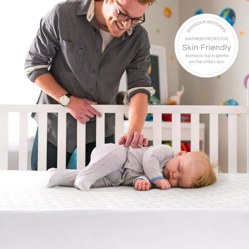 GRSSDER Waterproof Crib Mattress Protector, Extra Soft and Breathable Crib Sheets for Boys and Girls, Extra Thick Toddler Mattress Pad Cover 52 x ...
