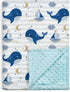 Whale Baby Blanket for Boys or Girl 30x40 - Soft Kids Throw Minky Blankets with Dotted Backing for Babies - Toddler Newborn Nursery Crib Bedding B...