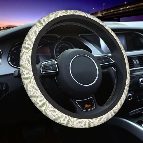 Swono Leaves Green Universal 15" Steering Wheel Covers Green Leaves and Fern Plants Cute Car Steering Wheel Cover for Men Women Girls Car Accessor...