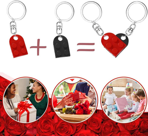 MPK Brick Matching Couple Heart Keychain for Boyfriend Girlfriend Valentines Day Stuff Him Friends Love Set Gifts...