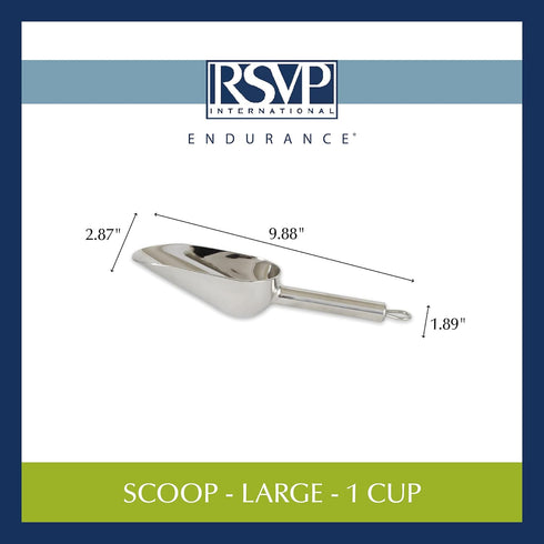 RSVP International Endurance Stainless Steel Measuring Scoop Collection, 1-Cup...