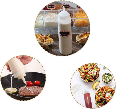 15 PCS 8oz Squeeze Bottles,Plastic Condiment Bottle with Twist On Cap Lids,Squeeze Bottle for Sauces,Ketchup,Barbecue,Syrup,Paint...
