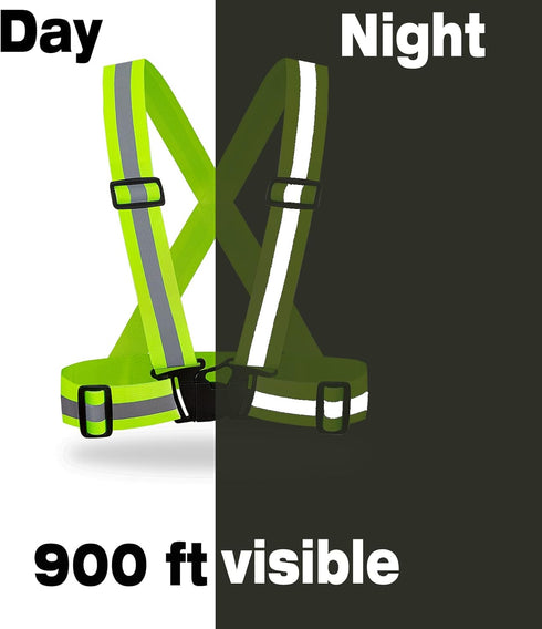 2 Pack Hi Vis Safety Vests - Adjustable Bright Neon Color High Visibility Reflective Safety Straps Gear for Traffic Control, Running, Cycling...