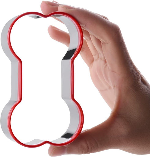 Bone Cookie Cutters Set for dog treats, 3 Piece Dog Bone Biscuit Cutters Set with Red Environmental PVC for Baking...
