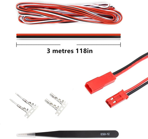 JST Servo Connector Kit, 40 Sets of Male and Female Plug Crimp Cable Assemblies, Compatible with JST SYP Futaba, Suitable for DIY Remote Control C...