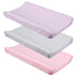 Diaper Changing Pad Cover for Baby Girls Set of 3, Snug Fit 4-sided Contoured Changing Table Pad 16x31 16x32, Fitted Change Pad Sheet Gray Purple ...