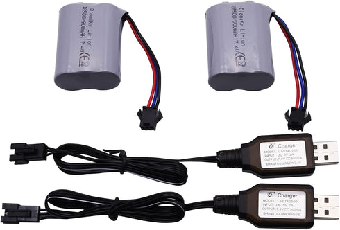 Blomiky SM-3P Plug 7.4V 900mAh Li-ion Rechargeable Battery and Charger Cable for G03082R Amphibous RC Cars C82 Battery......