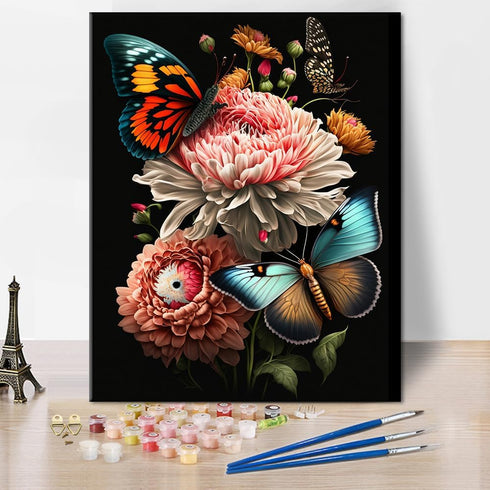 TUMOVO Paint by Numbers for Adults, Flowers and Colorful Butterflies Adult Paint by Number Kits DIY Oil Painting Kit Adults' Paint-by-Number Kits ...