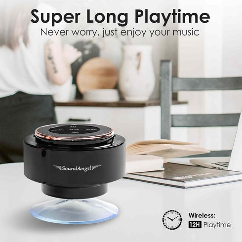 XLEADER Rose Gold Bluetooth Shower Speaker, SoundAngel Mate Certified IPX7 Waterproof Bathroom Speaker with Suction Cup Mic 5W Crystal Sound, 15H ...