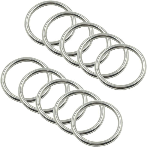 Multi-Purpose O Ring Welded Stainless Steel Rings 5mm/0.2" Thick 50mm/2" Outer Dia - Pack of 10pcs...