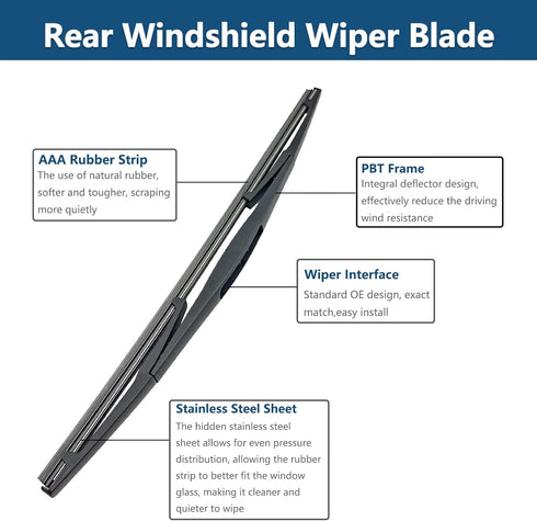 Rear Windshield Wiper Arm with Wiper Blade for Honda CR-V CRV 2007-2011/Acura MDX 2007-2020/ Nissan MURANO 2004-2007 Back Wiper Arm Blade Replacem...