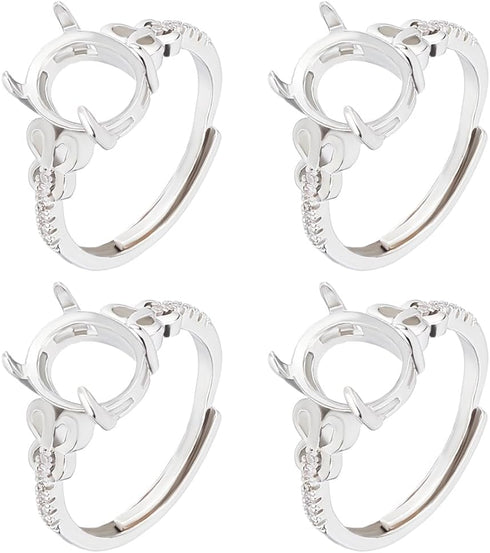 Beebeecraft 1 Box 4Pcs Prong Ring Settings Adjustable Cubic Zirconia 4 Claw Ring Blanks Finger Ring Components for Jewellery Making Kit Findings D...