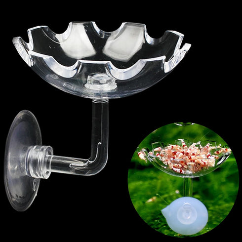 Bilindasly Acrylic Shrimp Feeding Dish Floral Shrimp Bowl Aquarium Transparent Feeder Container with Suction Cup for Aquarium Fish Tank...