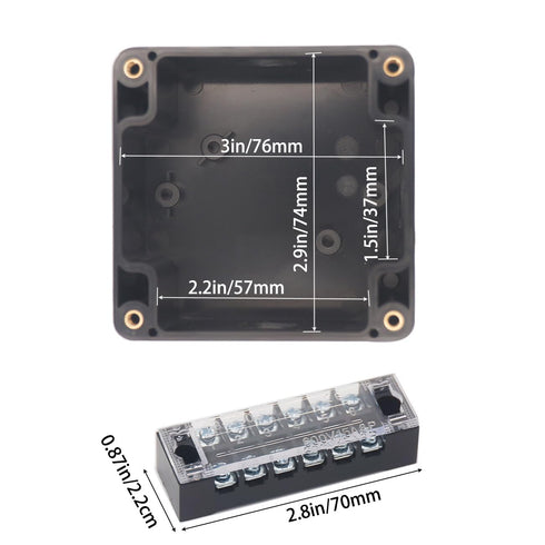 Watertight Junction Box, IP67 Waterproof Electrical Project Box with 4P 15A Barrier Terminals,1 in/2 Out Cable Glands Electronic Enclosure 3.26" x...