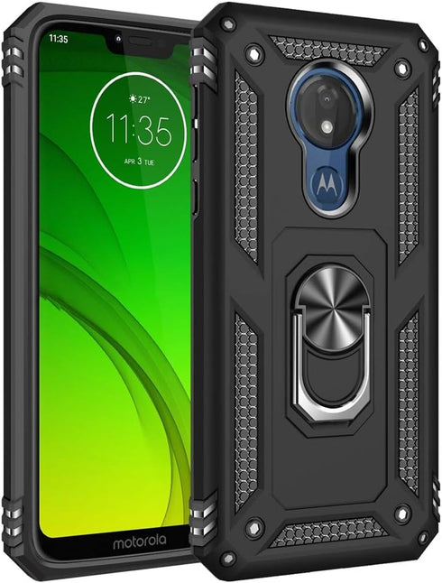Military Grade Drop Impact for Motorola Moto G7 Power Case Moto G7 Supra Case 360 Metal Rotating Ring Kickstand Holder Magnetic Car Mount Armor Sh...