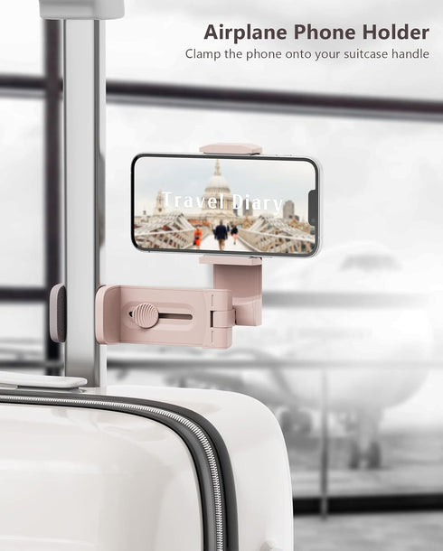 MiiKARE Airplane Travel Essentials Phone Holder, Universal Handsfree Phone Mount for Flying with 360 Degree Rotation, Table-Pink......