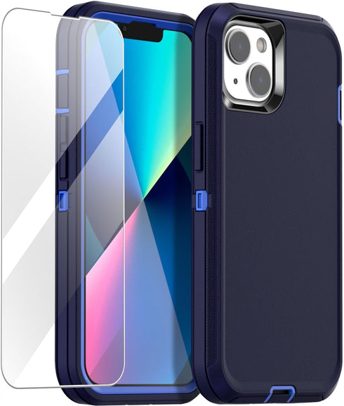 AICase for iPhone 13/iPhone 14 Case(6.1") with Glass Screen Protector,Heavy Duty Drop Protection Full Body Rugged Shockproof/Dust Proof Military P...
