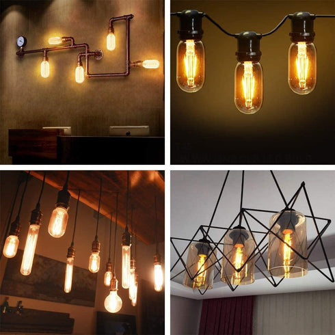 Leools Dimmable E26 led Bulb 8W Equal 75 watt Vintage LED Edison Bulb Clear Glass AC120V 2700K 800LM T14 LED Bulb for Ceiling Fan Light Bulbs, Pen...