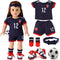 18-inch Girl Doll Clothes Accessories - Team USA 6 Piece Soccer Uniform Clothing Includes Headband,Shirt,Shorts, Socks,Shoes and Football Fits 18"...