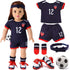 18-inch Girl Doll Clothes Accessories - Team USA 6 Piece Soccer Uniform Clothing Includes Headband,Shirt,Shorts, Socks,Shoes and Football Fits 18"...