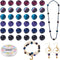 60Pcs Space Theme Gemstone Beads Kit 8mm Natural Tiger Eye Beads Blue Goldstone Beads Crafts Elastic Thread for DIY Bracelet Earring Necklace Jewe...
