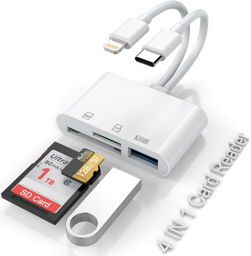 SD Card Reader for iPhone iPad, 5-in-1 Lightning to USB Adapter SD Card Viewer with SD/TF Card USB 3.0 Adapter, Memory Card Reader for iPhone iPad...