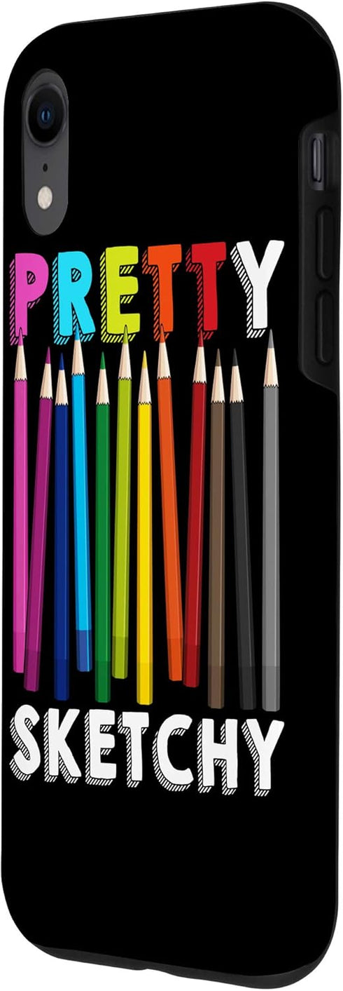 iPhone XR Pretty Sketchy Fun Art Lover Colored Pencils Artists Gift Case...