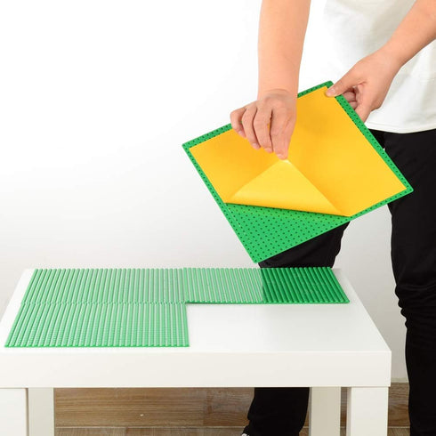 Peel-and-Stick Baseplates, Self Adhesive Building Brick Plates, Compatible with All Major Brands - 4 Pack (10" x 10") (Green)...